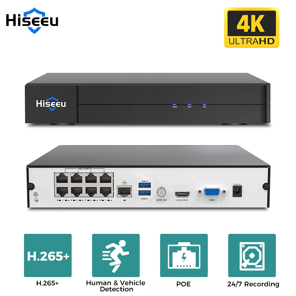 Home Security And Cameras - Hiseeu 8CH 4K PoE NVR Netwerk