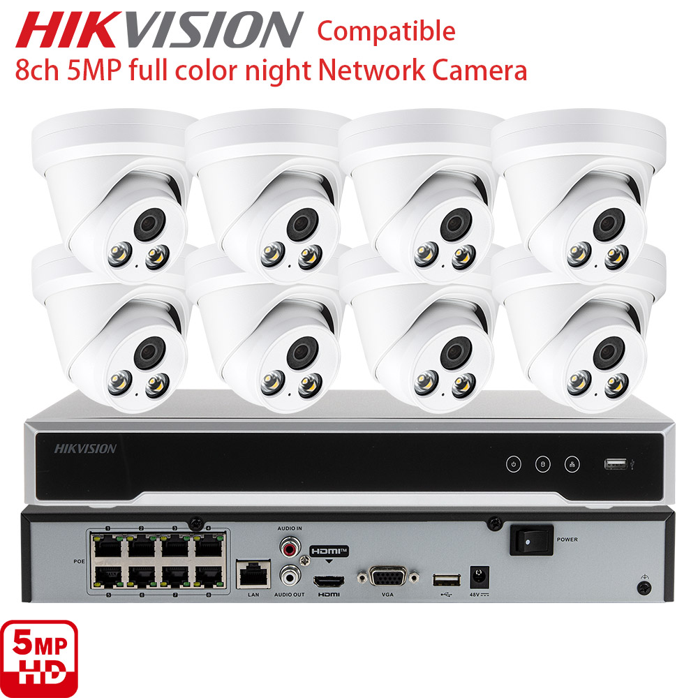 Home Security System Hikvision - 8CH 5MP IP CCTV-beveiligingscamerasysteem met 8-kanaals