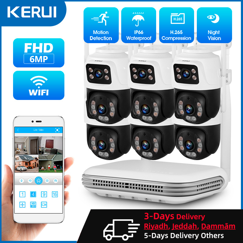 Home Security Camera System - KERUI Waterdichte 6MP HD Draadloze Dual