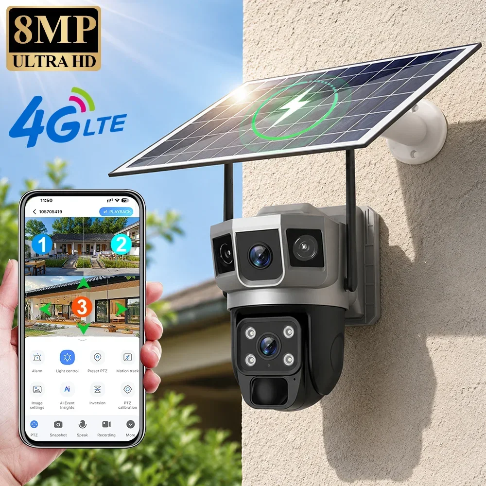 Home Security Network - V380 4K 3 Schermen 4G Camera