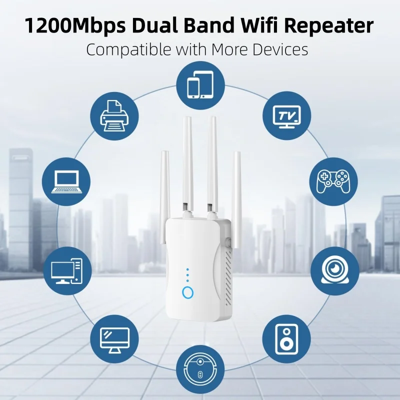 Home Security Network - 1200Mbps Dual Band WiFi Repeater Draadloze