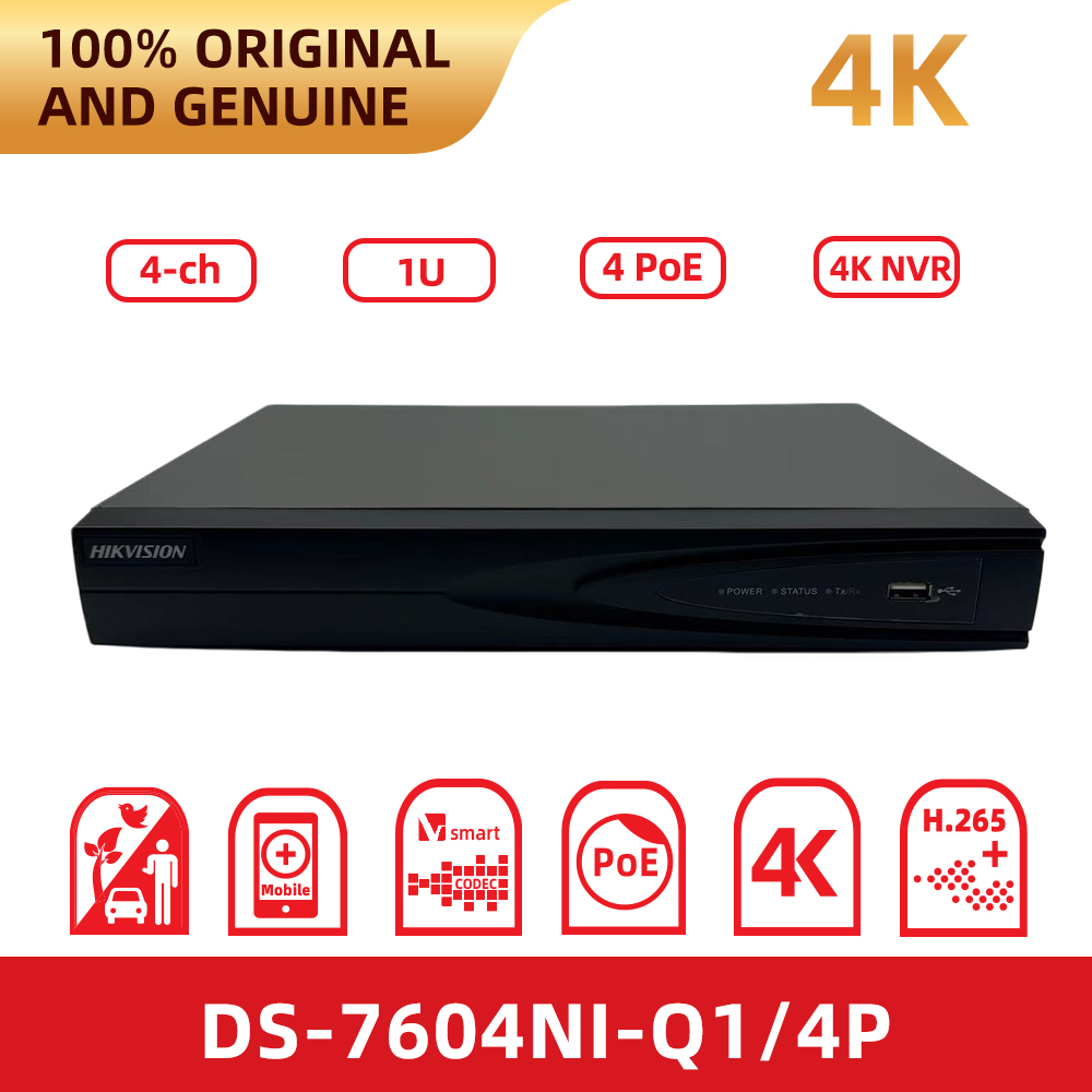 Home Security System Hikvision - Originele Hikvision DS-7604NI-Q1/4P 4 Kanaals Poe