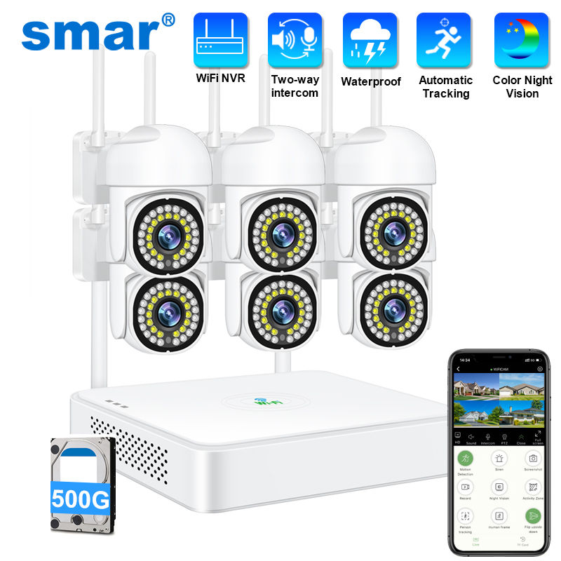 Home Security Camera System - Smar 3MP Draadloos CCTV-beveiligingscamerasysteem PTZ Wifi