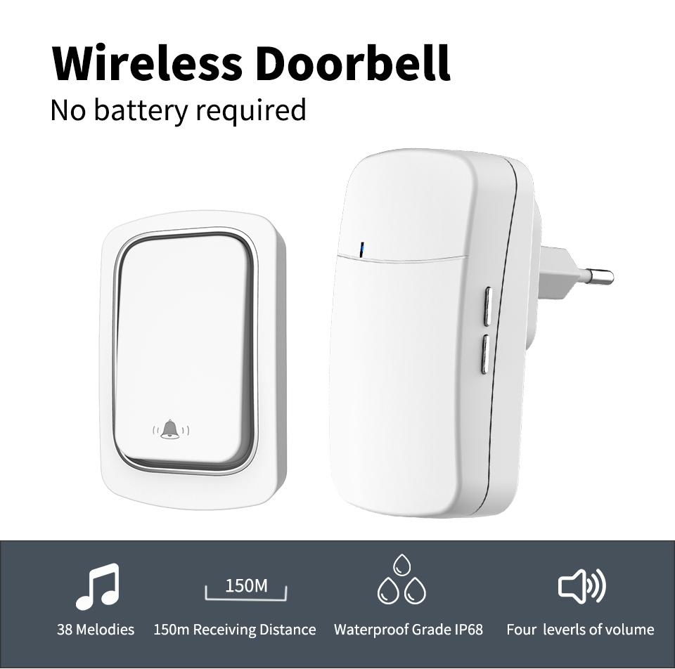 Home Security Uk - Draadloze deurbel Welkomstbel voor huisbeveiliging alarmsysteem